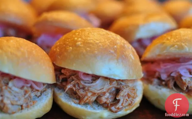 Pulled Chicken Sandwiches With Pickled Onions