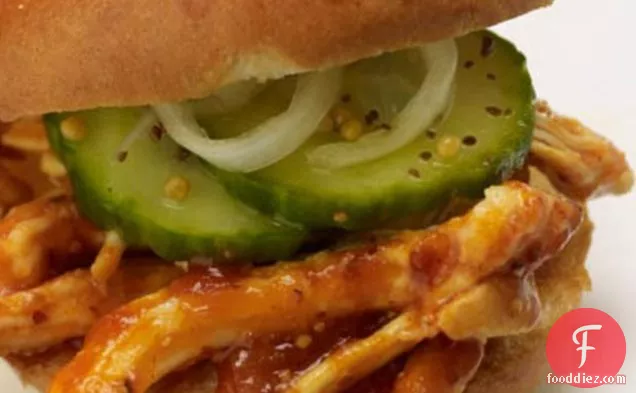 Carolina Pulled Chicken Sliders With Easy Summertime Pickles