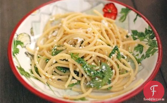 Meyer Lemon Ricotta Spaghetti With Arugula (aka Fridge Pasta)