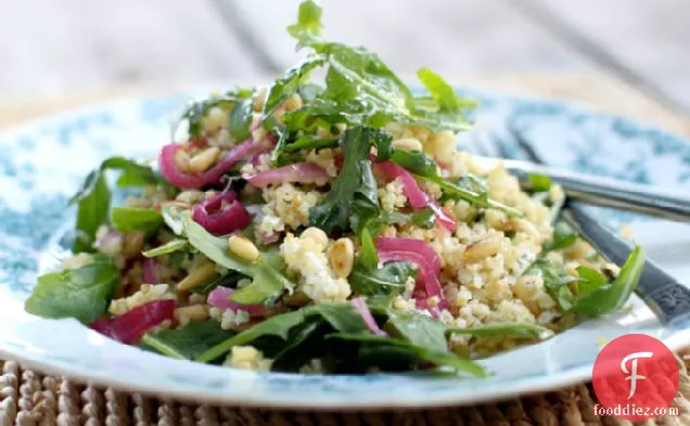 Toasted Millet Salad With Arugula, Quick Pickled Onions, And Go
