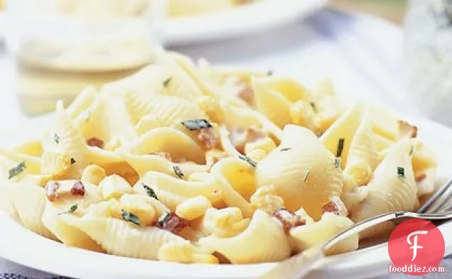 Pasta Shells with Corn and Bacon
