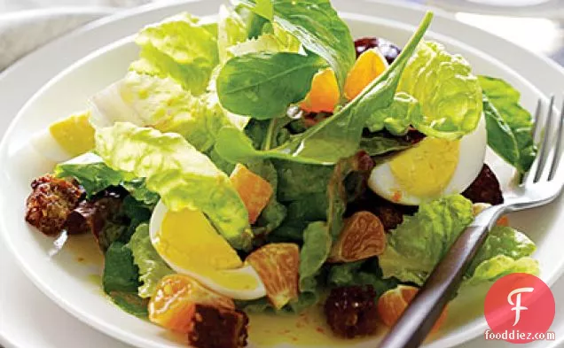 Red Butterhead Lettuce and Arugula Salad with Tangerines and Hard-Cooked Eggs