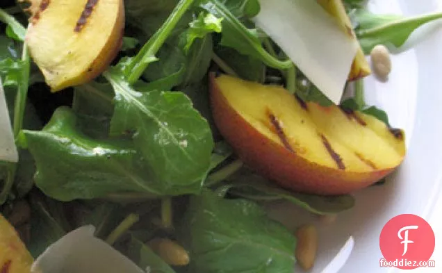 Arugula Salad With Pine Nuts, Parmesan, And Grilled Peaches