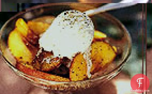 Vanilla Gelato with Peaches in Balsamic Vinegar