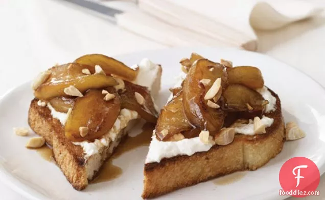 Toasts with Ricotta and Warm Balsamic-Caramel Apples