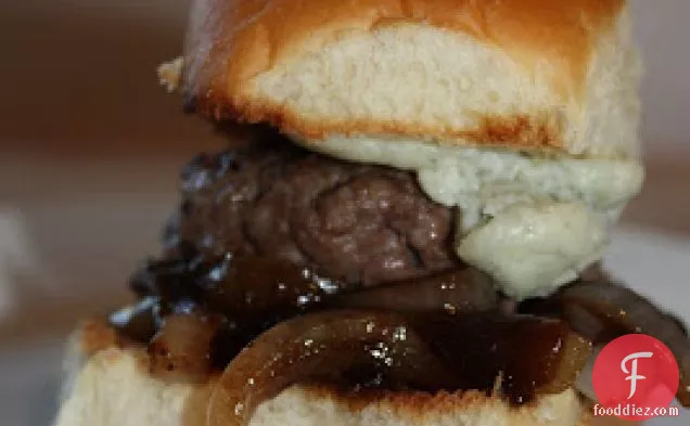 Sliders With Balsamic Caramelized Onions And Blue Cheese