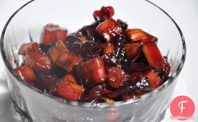 Rhubarb And Onion Confit With Strawberry Balsamic Vinegar