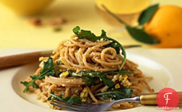 Whole-wheat Spaghetti With Meyer Lemon, Arugula, And Pistachios