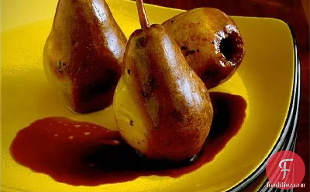 Roasted Pears With Balsamic Glaze And Cheese