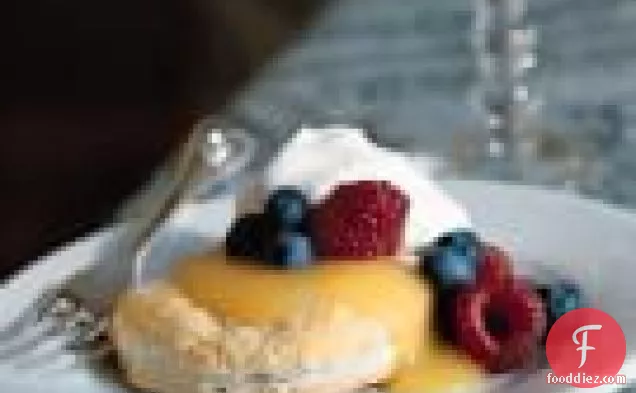 Flaky Biscuits With Lemon Curd, Berries And Cream