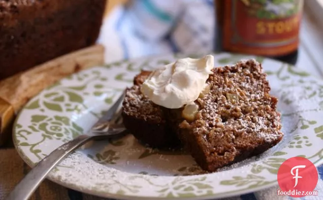 Oatmeal Stout Cake With Apples & Whisky Cream