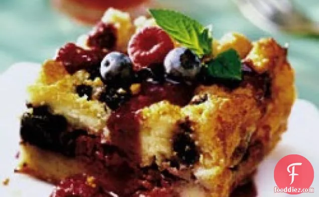 Very Berry Bread Pudding With Lavender Cream