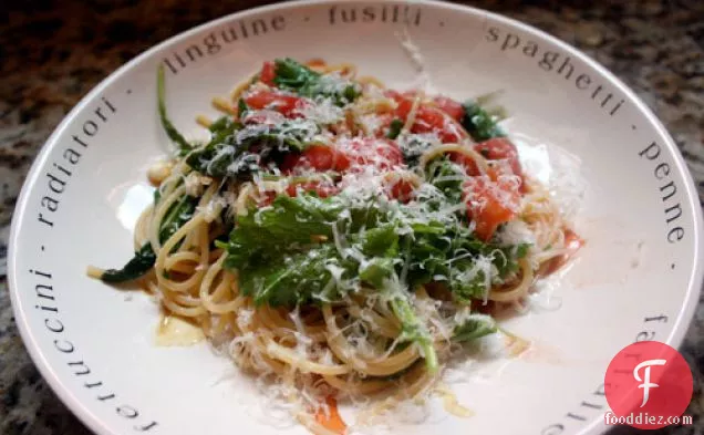 Dinner Tonight: Pasta with Corn, Arugula, and Tomatoes