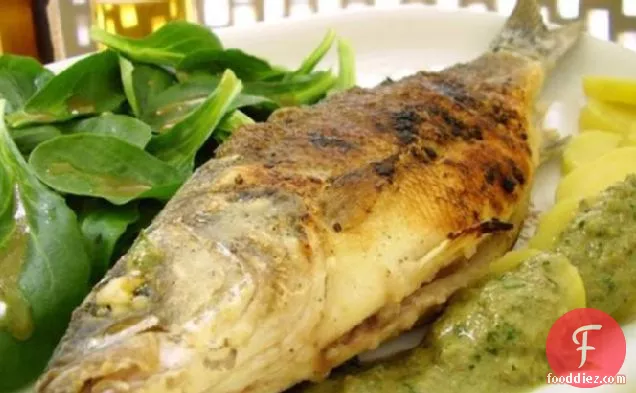 Roasted Sea Bass With Caper Sauce
