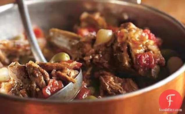 Braised Veal Breast with Herbs, Pernod, and Tomatoes