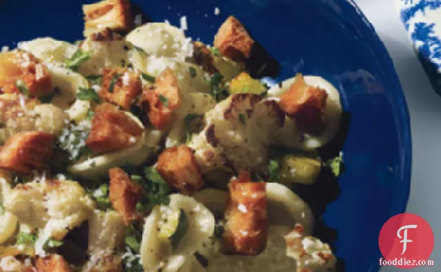 Orecchiette with Cauliflower, Anchovies, and Fried Croutons