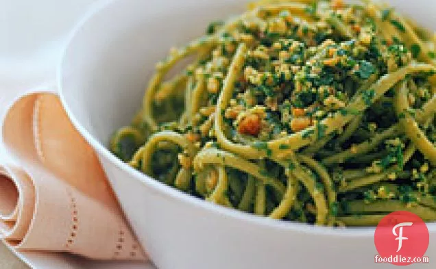 Spinach Linguine With Walnut-arugula Pesto