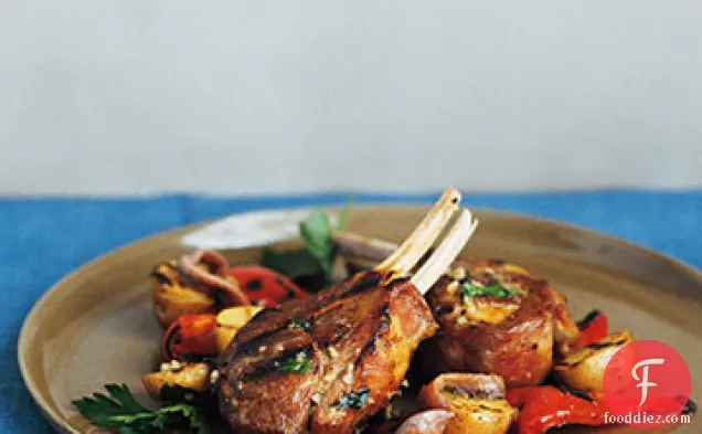 Grilled Lamb Chops and Red Peppers with Anchovy-Parsley Sauce