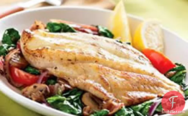 Pan Seared Sea Bass with Warm Spinach Salad