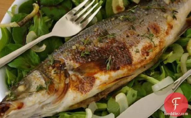 Sea Bass Baked With Onion and Honey