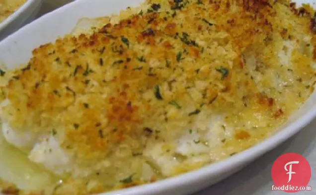 नींबू जड़ी बूटी पंको टुकड़ों के साथ बेक्ड स्क्रोड