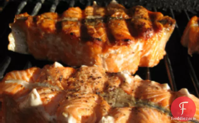 Grilled Salmon Steaks with Lime Butter