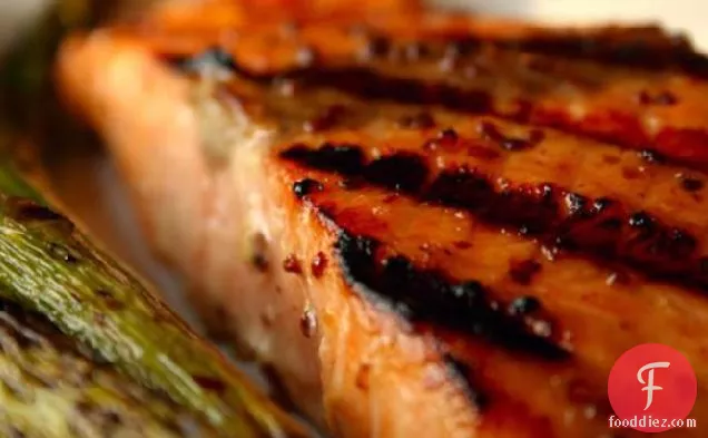 Sweet Mustard-Glazed Salmon for the Grill