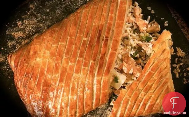 Salmon Wrapped in Pastry With Rice