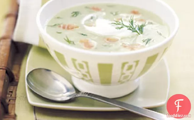 Chilled Cucumber Soup with Smoked Salmon and Dill