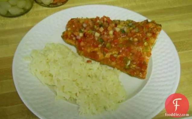 Salsa and Mango-Pepper Crusted Salmon