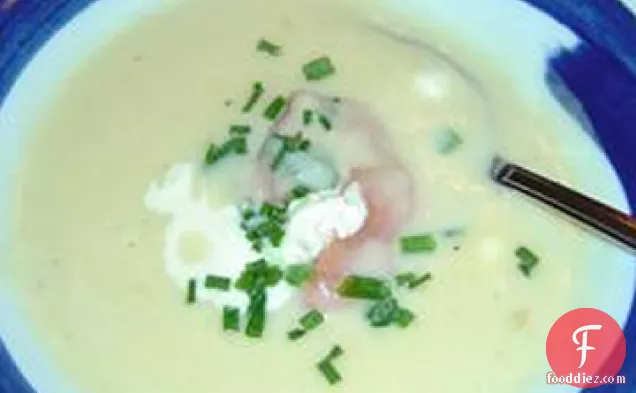 Potato Soup with Gravlax Rosettes