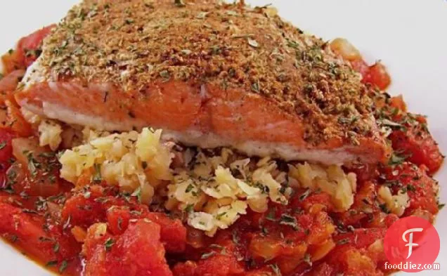 Moroccan Spiced Salmon over Lentils