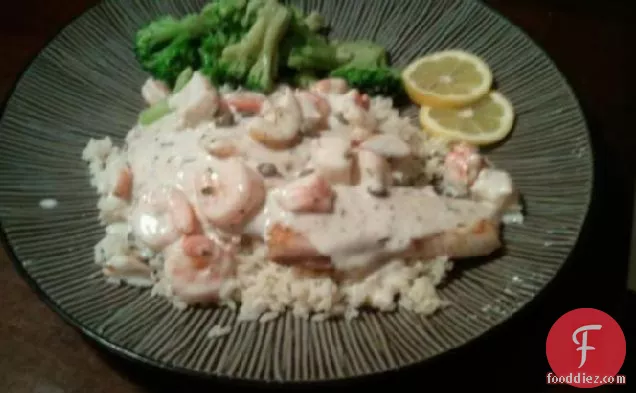 Tilapia With a Creamy Shrimp & Crab White Wine Sauce