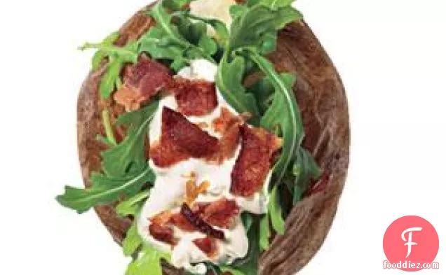 Baked Potatoes With Arugula, Bacon, And Sour Cream