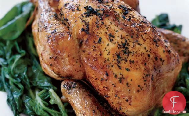 Whole Grilled Chicken with Wilted Arugula