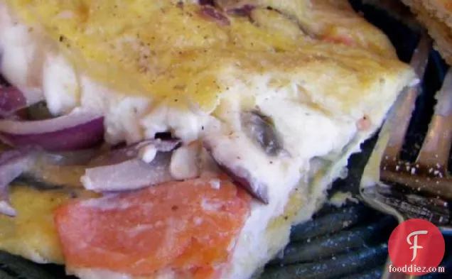 Smoked Salmon Omelet With Red Onions and Capers