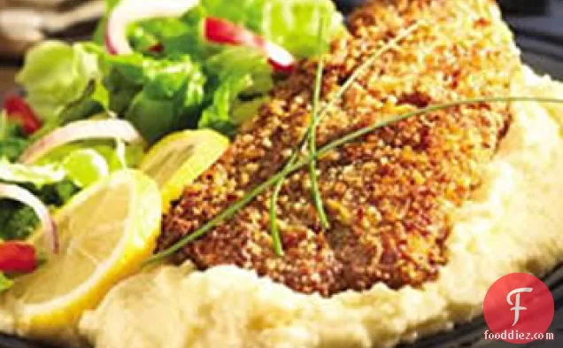 Pecan-Crusted Catfish with White Cheddar Grits
