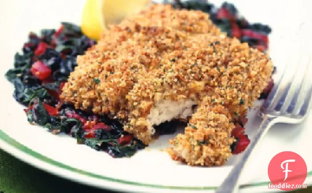 Breaded Catfish Fillets With Braised Swiss Chard