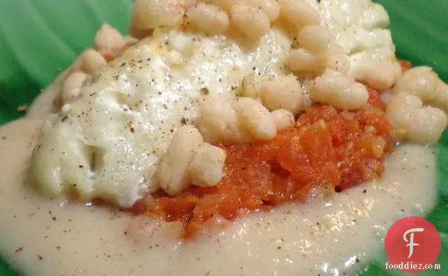 Roasted Cod With White Beans, Tomato Compote, and Truffle Oil