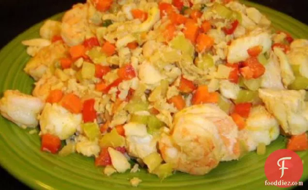 Curried Seafood and Vegetables over Rice