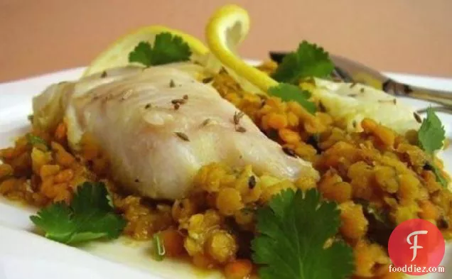 Cod With Spiced Red Lentils