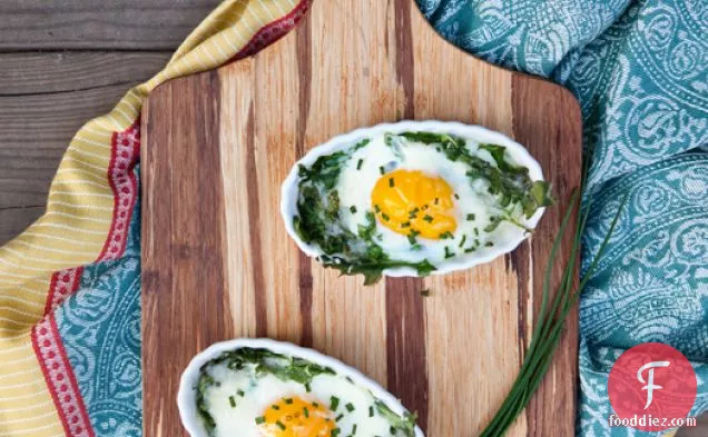 Arugula And Chive Baked Egg Cups