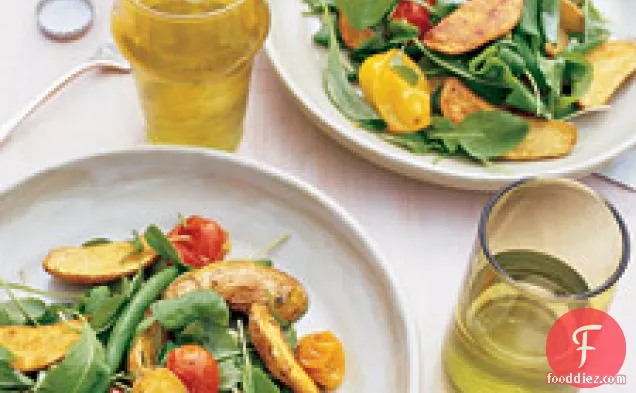 Roasted Fingerling And Tomato Salad With Green Beans And Arugula