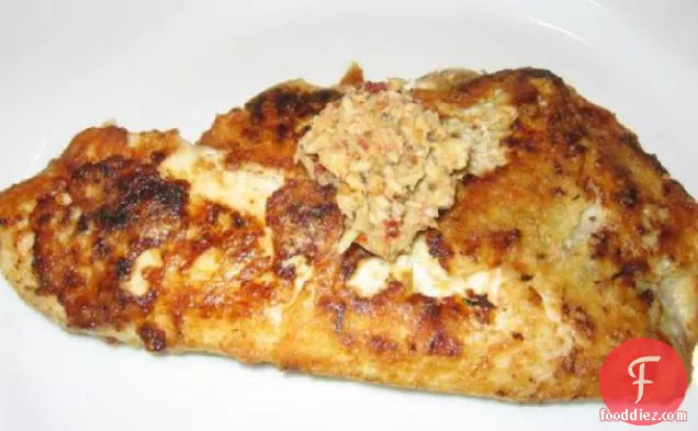Artichoke Pesto Flounder With Asiago Crust