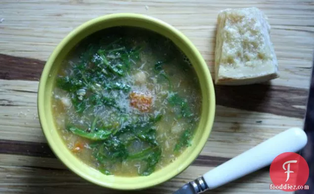 Tuscan Chickpea And Arugula Soup With Parmesan