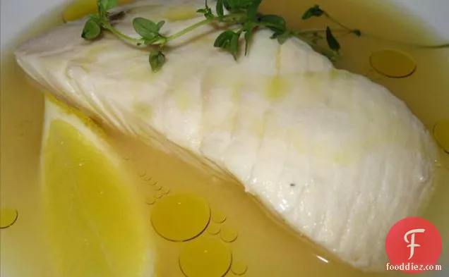 Poached Halibut in Lemon Thyme Brothe