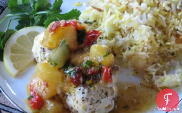 Grilled Halibut With Pineapple Chipotle Salsa