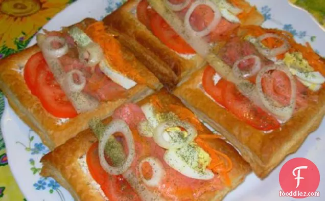 Rainbow Smoked Salmon Salad in Puff Pastry