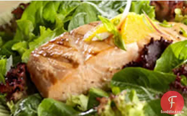 Grilled Salmon with Citrus Salsa and Baby Greens
