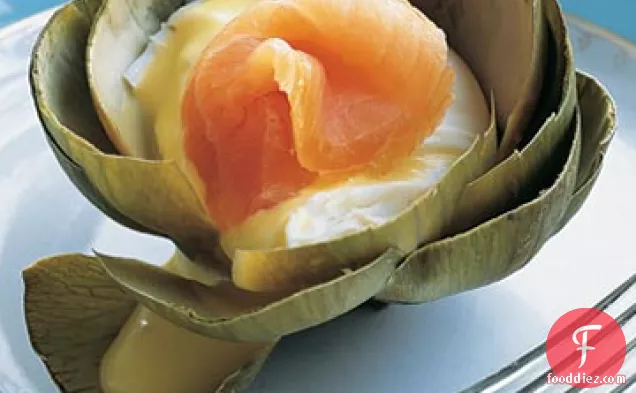 Steamed Artichokes with Poached Eggs and Smoked Salmon